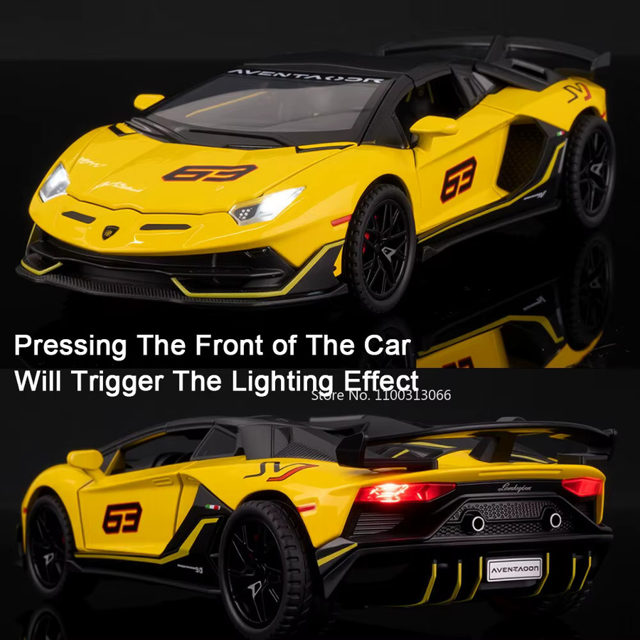 MAKEDA Lambor SVJ63 720S Diecast Modell Auto, 1:32, mit Licht und Musik, Gelb - Bild 1