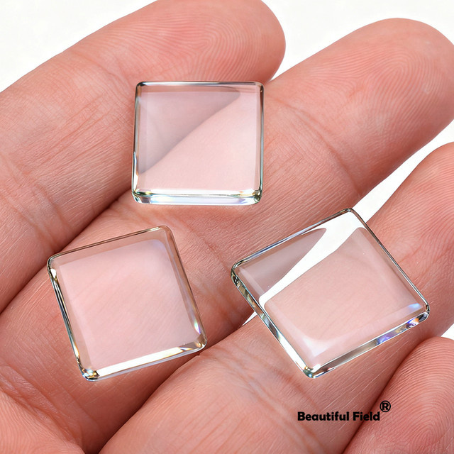 JiangXuan Blanko-Set, quadratische Klarglas-Cabochons, 8–25 mm, transparent - Bild 1