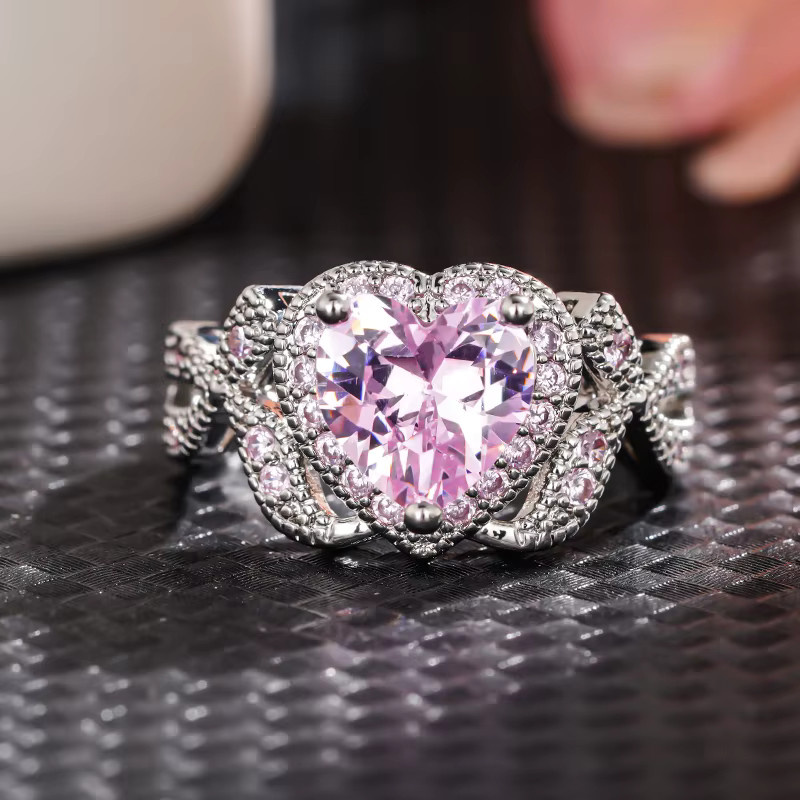 Huitan Ring, Silber, rosafarbener Zirkonia, Damen - Bild 2
