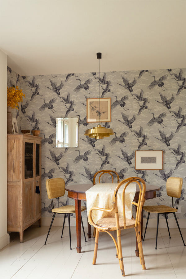 Coordonne Tapete Imperial Ibis - Swan in Grau mit asiatischem Design - Bild 1