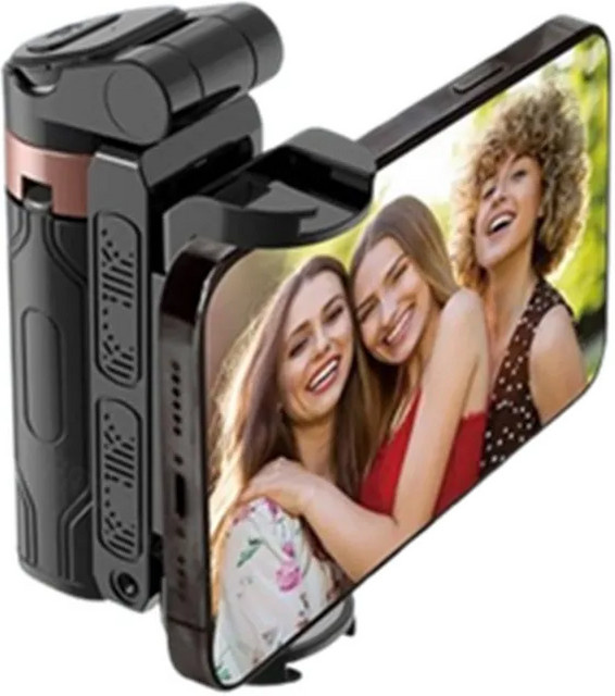 Newteneight Mini Bluetooth Selfie Stick Stativ und Telefonhalterung für iPhone 16 17 Pro Max in Schwarz und Weiß - Bild 1