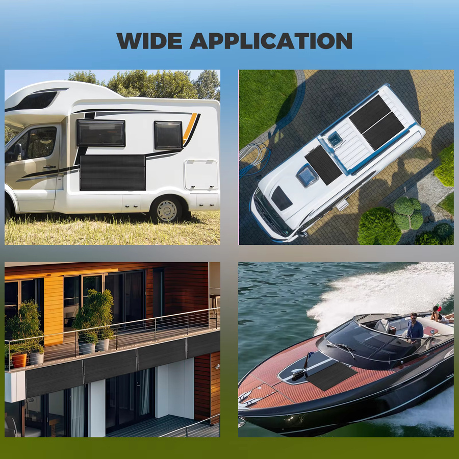 xinpuguang Monokristallines Solarpanel-Set 120W 19,8V in Schwarz für Camping, Wohnmobil und Boot - Bild 5