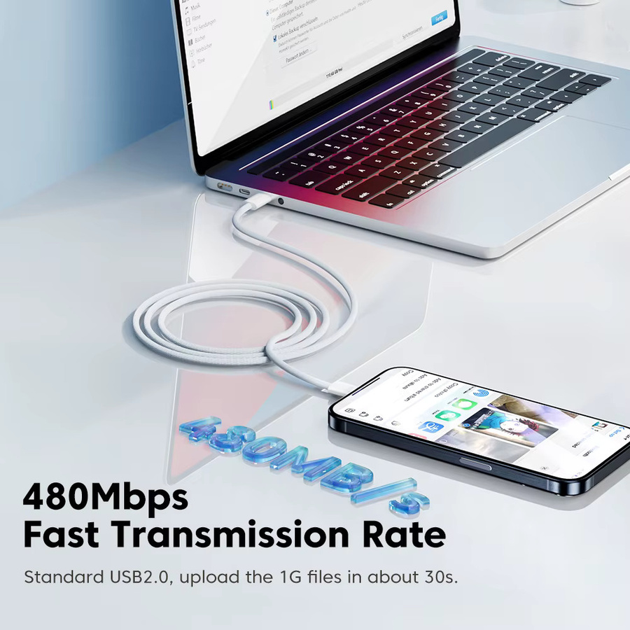 Toocki 5er Set USB-C auf USB-C Kabel mit 60 W Power Delivery für iPhone 15, Samsung, Xiaomi, Huawei und MacBook in Schwarz und Weiß - Bild 2