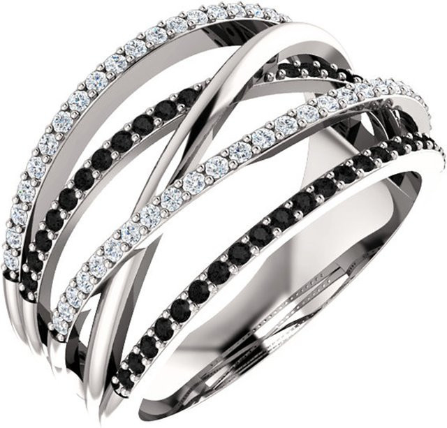 Huitan Ring, Schwarz & Weiß Zirkon, Damen - Bild 1