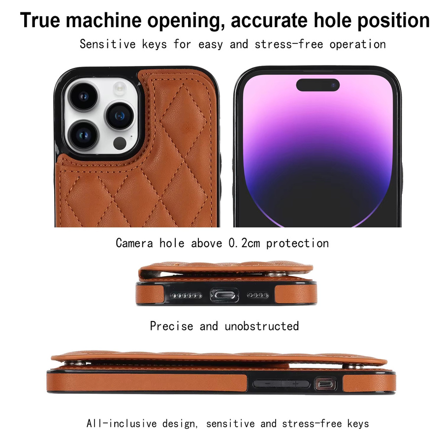 szHAIyu Leder Handyhülle mit Gittermuster und Kartenfächer für iPhone 11 bis iPhone 16 Pro Max in Blau oder Braun - Bild 2