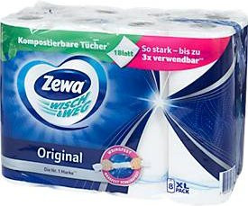 Zewa Küchenrolle Wisch & Weg Original, 2-lagig, 8 Rollen à 45 Blatt, Weiß und Blau - Bild 2