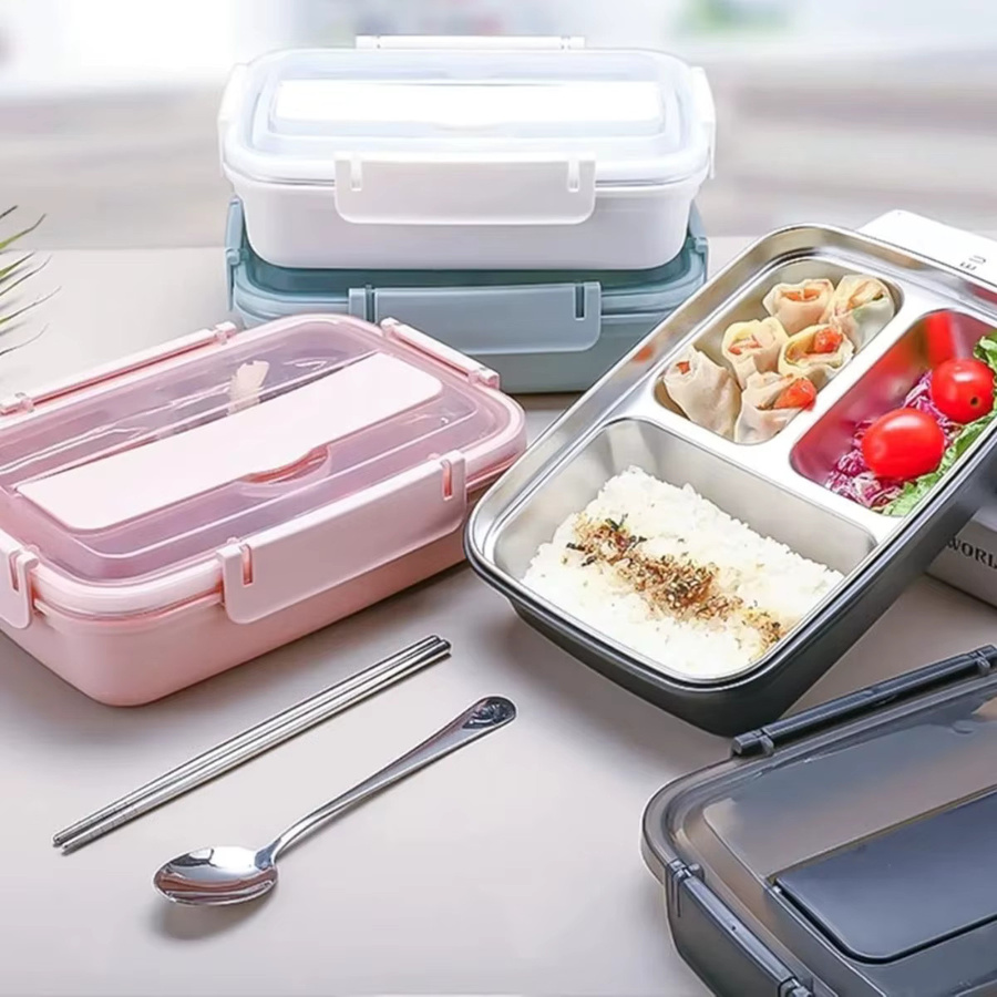 FEB.WIND Bento-Behälter aus Edelstahl in Pink, wärmeisolierte und auslaufsichere Lunchbox mit Fächern - Bild 5