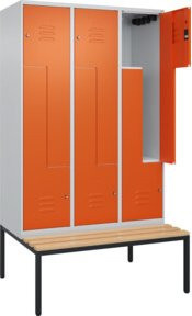 C+P Z-Spind Classic PLUS Sitzbank mit 6 Fächern und Zylinderschloss, Sitzfläche aus Buche-Hartholz, B/T/H: 212,0 x 120,0 x 81,5 cm - Bild 1