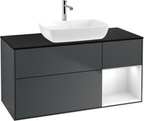V&B Waschtischunterschrank Finion mit Wandbeleuchtung, Schwarz lackiert, Breite: 120 cm, Tiefe: 50,1 cm, Höhe: 50,1 cm - Bild 1