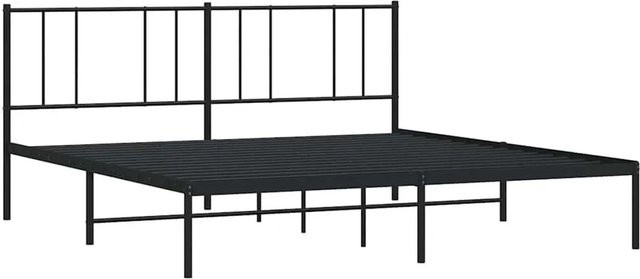 vidaXL Bettgestell mit Kopfteil aus Metall in Schwarz, klassisches Design, pulverbeschichtet, B/T/H: 187 x 90 x 187 cm - Bild 1
