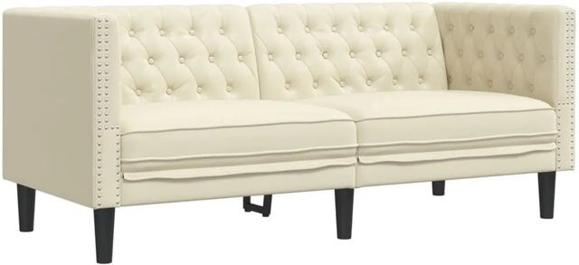 vidaXL Chesterfield-Sofa 2-Sitzer in Beige aus Kunstleder mit Schaumstoffpolsterung - Bild 1