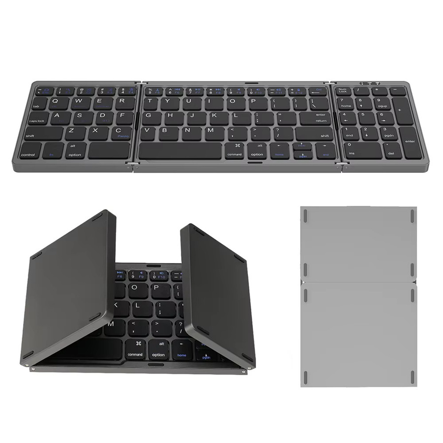 KEBETEME Zusammenklappbare Bluetooth-Tastatur mit Ziffernblock, kabellose faltbare Tastatur für iOS, Android und Windows, Farbe: Schwarz - Bild 5