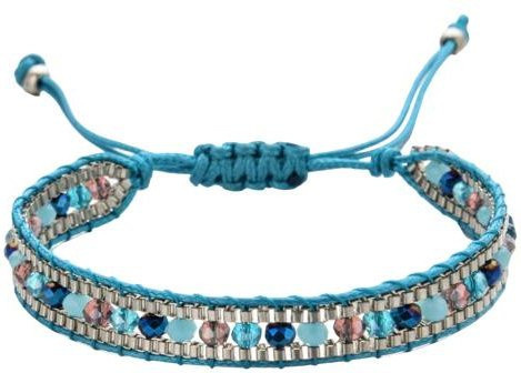 SILVERHOO Armband, geflochtenes Seil, Faux Kristall, blau, Damen - Bild 1