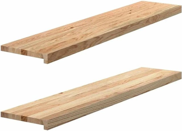 vidaXL Fensterbänke aus Massivholz Eiche, 2 Stück, Unbehandelt, Natur, B: 120 cm, T: 25 cm, H: 2 cm - Bild 1