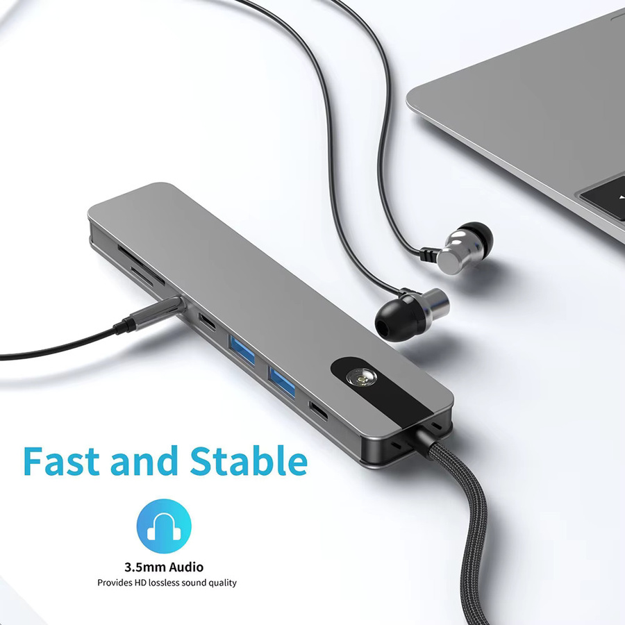 UGOURD 5 in 1 USB-C Dockingstation mit HDMI 4K 60Hz, USB 3.0, PD, SD, TF und 3,5 mm Klinke in Grau - Bild 6