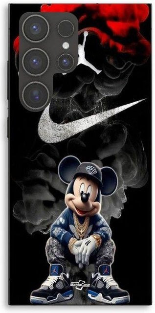 MANIACASE Handyhülle für Samsung Galaxy S24 Ultra aus Silikon TPU mit Nike Mickey Jordan Muster in Schwarz - Bild 1
