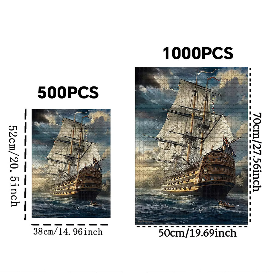 AZNM Piraten Segelschiff-Piratschiff-Puzzle, Blau, Pappe / Karton - Bild 4