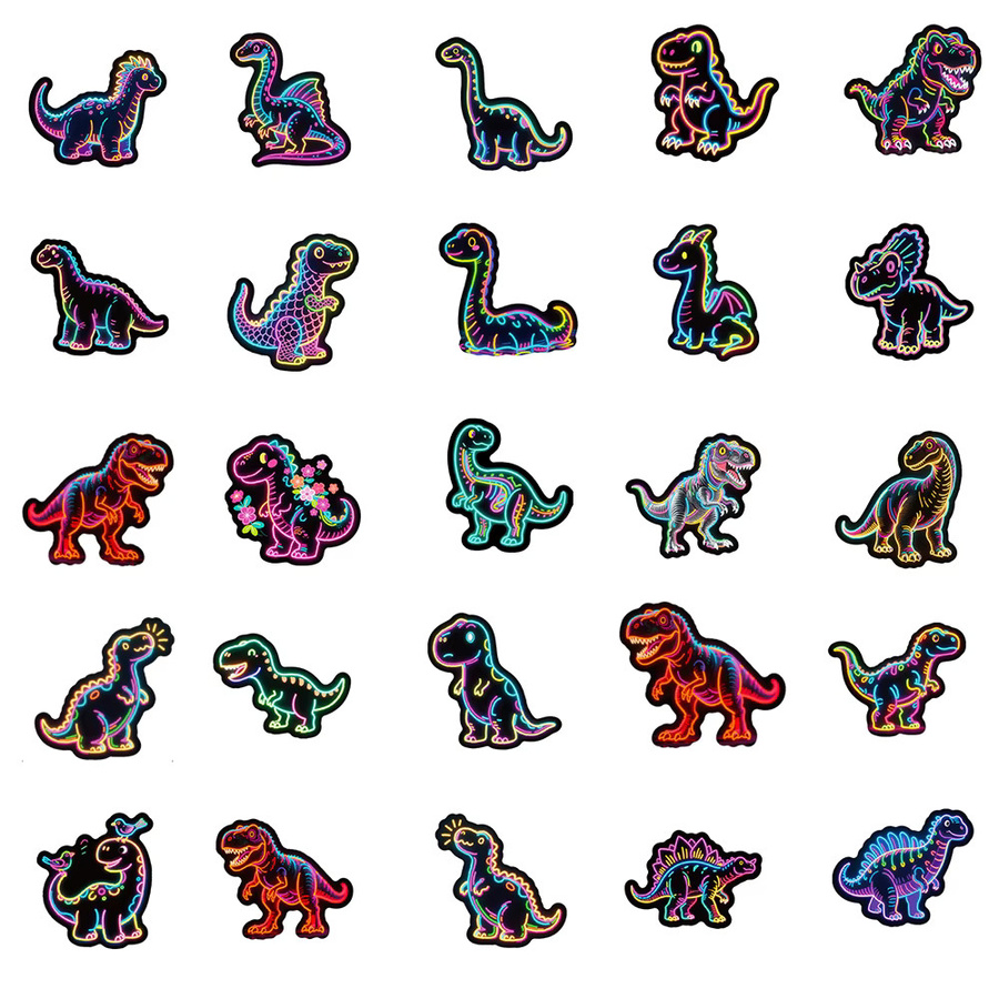 Charile Neon Licht Dinosaurier Aufkleber, Kawaii Graffiti Aufkleber, multicolour - Bild 4