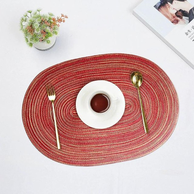 Hitzebeständiges ovales Tischset aus Baumwollgarn von Love Home Garden, rot/mehrfarbig, B: 50 cm, T: 35 cm - Bild 1