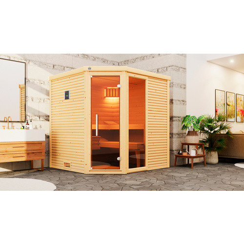 WEKA Designsauna Cubilis 2 für 6 Personen in Braun inklusive 9 kW Ofen und integrierter Steuerung - Bild 2
