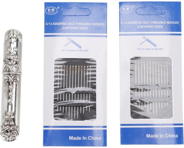 CosyHome Nadeletui mit Sticknadeln im europäischen Vintage-Stil, Farbe: Grau/Silber - Bild 1