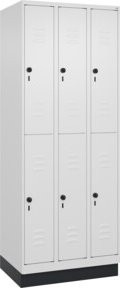 C+P Doppelstock-Spind Classic PLUS mit Sockel, 3 Abteile, Farbe RAL 9016 Verkehrsweiß, B/T/H: 195 x 75 x 50 cm - Bild 1