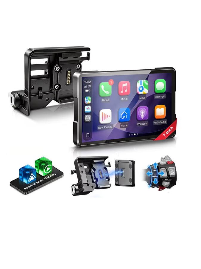 WUEASTE Motorrad-CarPlay mit Android Auto und GPS-Navigation für BMW R1200GS R1250GS S1000XR R1300GS, 6-7 Zoll, Schwarz - Bild 4