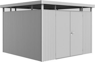 Biohort Metall-Gerätehaus HighLine H6 mit Doppeltür in Silber-Metallic und Grau, B/T/H: 314,3 x 314,3 x 221 cm - Bild 2