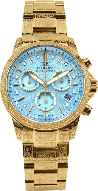 LOUIS XVI Chronograph, Edelstahl, Blau, Quarz, 38 mm, Damen - Bild 1