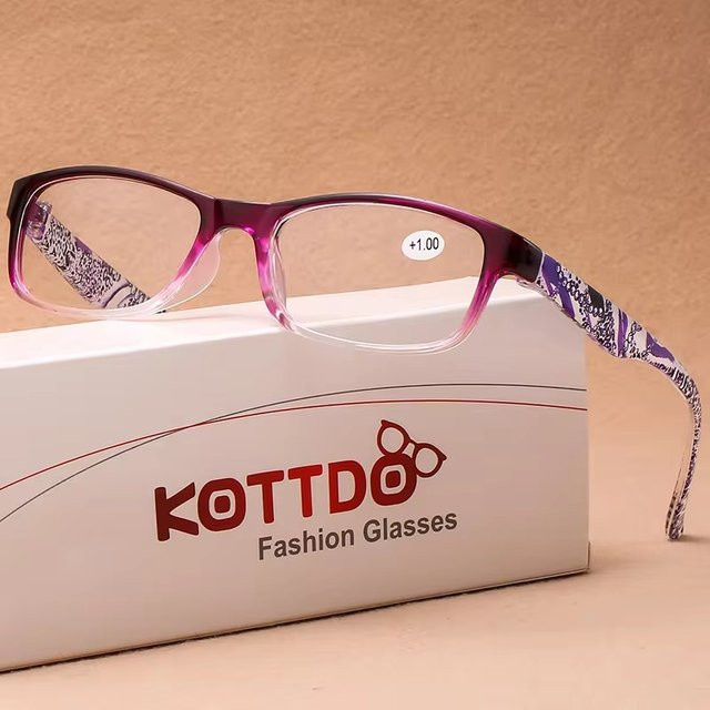 MDOD Lesebrille Damen, Vollrand, rechteckig, Kunststoff, lila - Bild 1