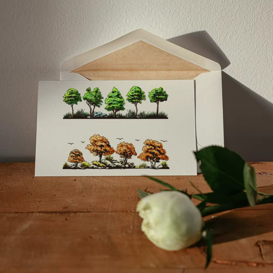 Transparenter Gummistempel mit Waldmotiv und Bäumen für Natur- und Landschaftsgestaltungen - Bild 2
