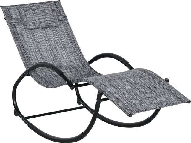 Outsunny Schaukelliege mit Kopfkissen und Armlehnen aus Textilene in Grau, B/T/H: 155 x 61 x 88 cm - Bild 1