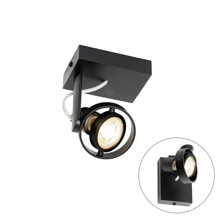 QAZQA Moderner Deckenspot Schwarz, Verstellbar und Dimmbar, GU10, Rund aus Metall - Bild 2