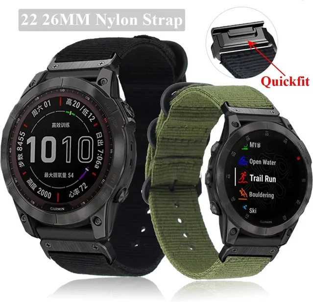 QCTOG Uhrenarmband Nylon, geflochten, Schwarz, Unisex, 22mm/26mm - Bild 1