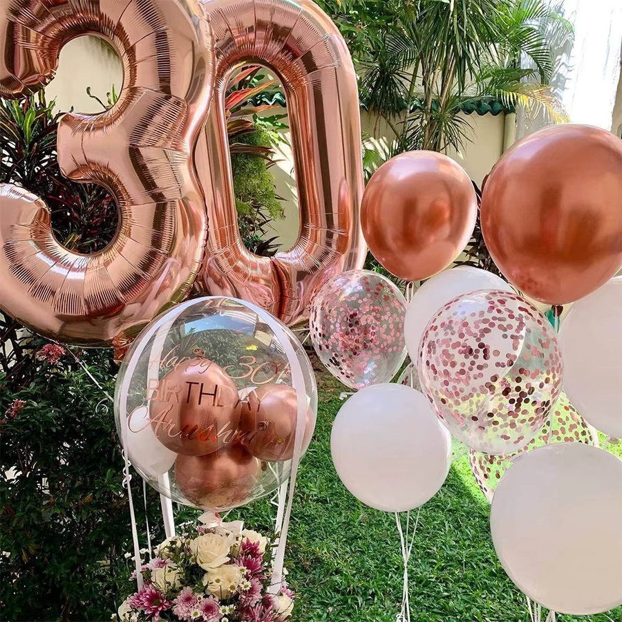 EsenTroye Mylar Zahlenballon Nummer 30 in Roségold für Geburtstags- und Jubiläumsdekorationen, 81,28 cm - Bild 5