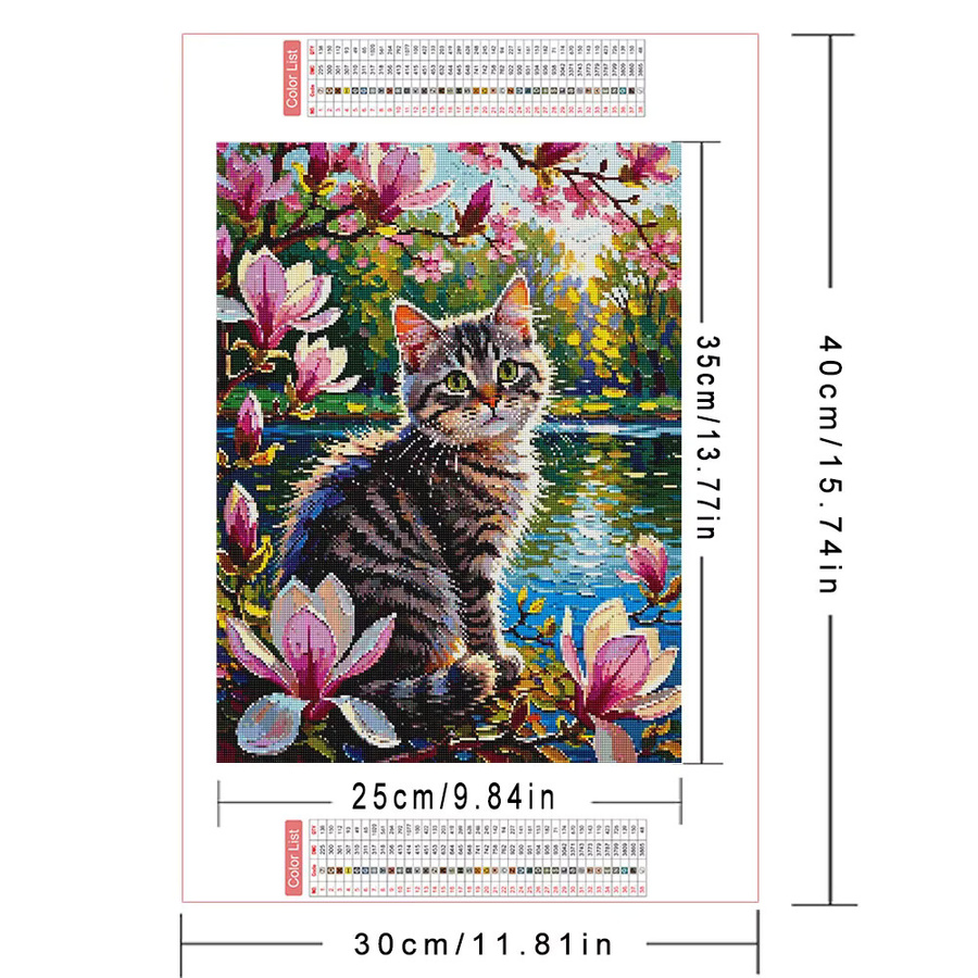 AZQSD Diamantmalerei Set Katze und Blumen in Multicolour, modernes Mosaik-Kunsthandwerk für die Heimdekoration, B/H: 20 x 30 cm - Bild 2