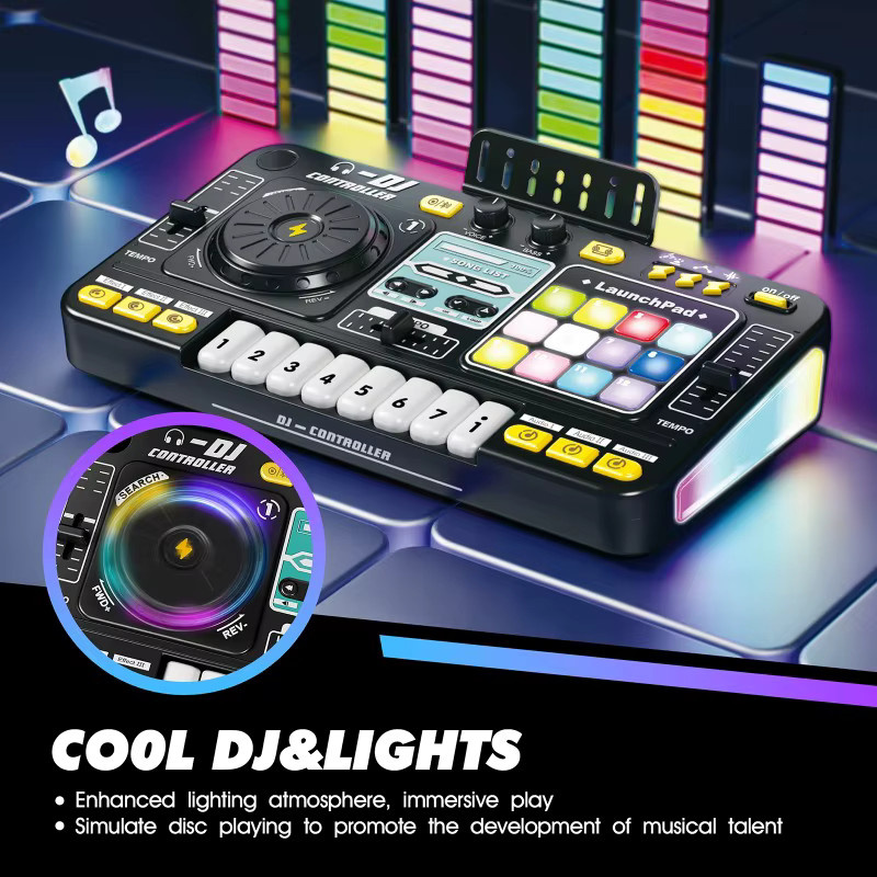 Luxuglow Multifunktionaler DJ-Plattenspieler mit Mikrofon und Bluetooth in Schwarz - Bild 4