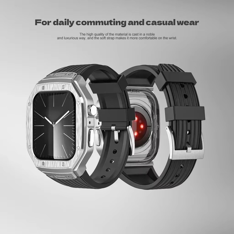 OAKCHARM Uhrenarmband, Legierungsgehäuse, TPU-Armband, Edelstahl-Schnallenband, Apple Watch 45 mm 44 mm - Bild 4