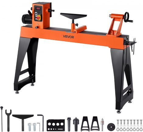 VEVOR Drechselbank mit 1,5 PS und variabler Drehzahl von 150 bis 3200 U/min, Orange, B/T/H: 102,0 x 40,6 x 40,6 cm - Bild 1