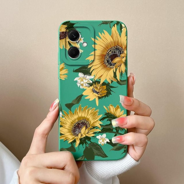 Stoßfeste Silikon-Handyhülle mit Sonnenblumen-Design für Xiaomi Redmi Note 10 Pro Max 11 12 Pro Plus 5G, mattes Cover in Multicolour - Bild 1