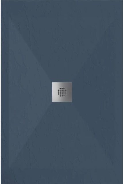 Dexa Mirlo Duschwanne aus Mineralguss Extra Flach, Anthrazit, B/T: 140 x 90 cm, mit Chrom-Ablaufschutz und Anti-Slip-Funktion - Bild 1
