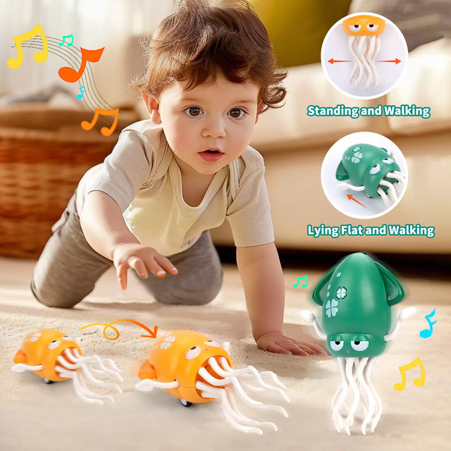 CONUSEA Oktopus Babyspielzeug mit Musik und Licht in Grün und Bunt für die Früherziehung von Kleinkindern - Bild 1