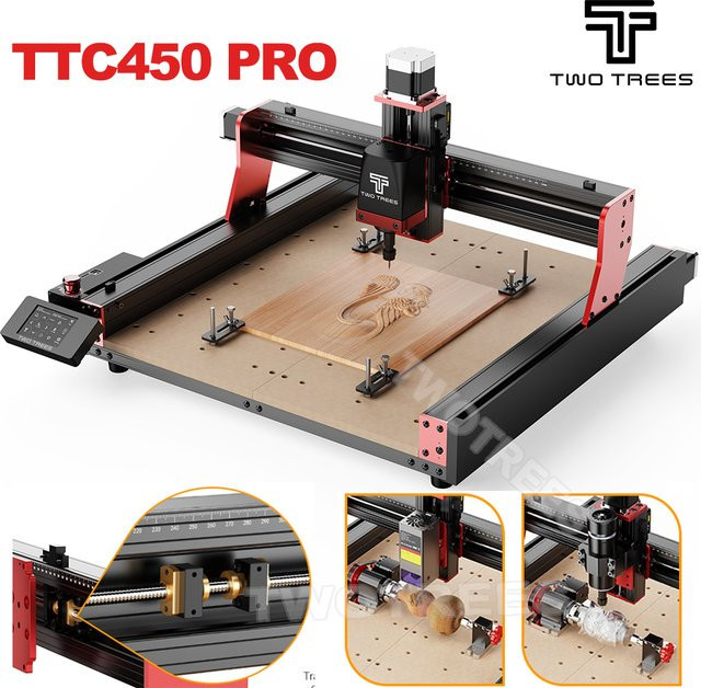 Twotrees TTC450 PRO Laser-Fräsgraviermaschine mit 4-Achsen-DIY-Holzbearbeitung und Schaltlasermodus - Bild 1