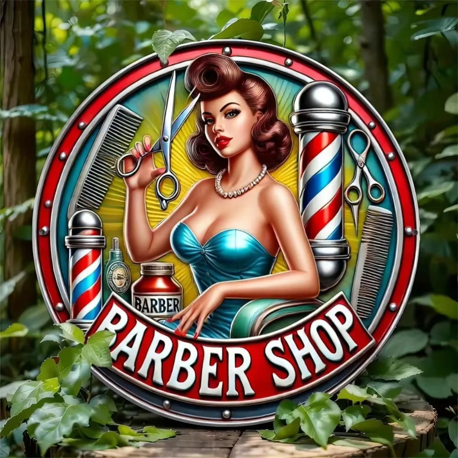 Potdemiel Sexy Lady Friseur-Wandkunst zur Wandmontage für Salons und Schönheitsräume - Bild 2