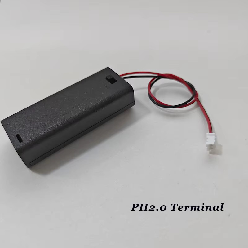 YuXi Batterie-Aufbewahrungsbox in Schwarz mit Schalter, Deckel und USB-C Anschluss für AA-Batterien mit PH2.0, XH2.54, SM und DC Anschlüssen - Bild 2