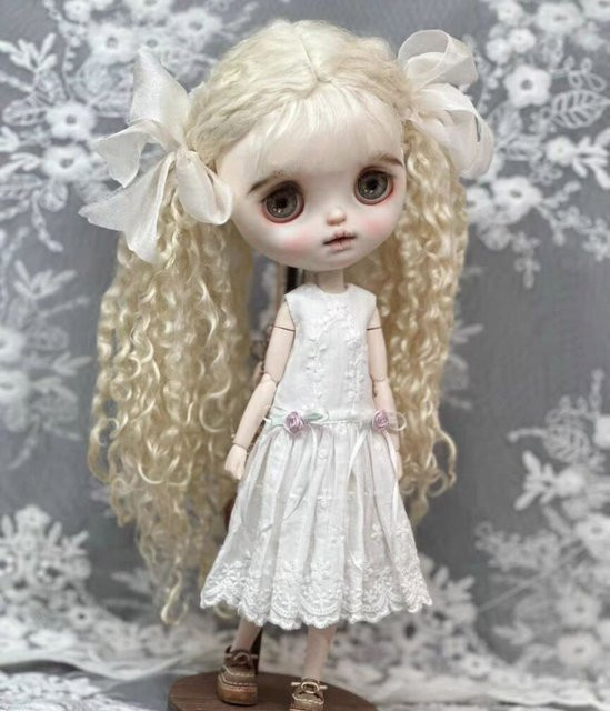 dalok hakid Blythe Puppe Outfit, Spitze einteiliges Kleid, Weiß, 1-teiliges Set - Bild 1