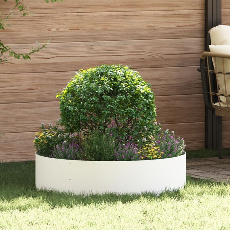 Runder Gartenblumentopf aus Metall in Weiß von Vidaxl, B/T/H: 80 x 80 x 20 cm - Bild 1