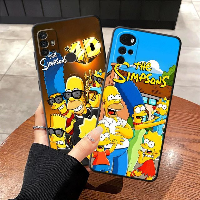 The Simpsons Homer und Bart Handyhülle Schwarz für Motorola Mot G60s G51 G73 G22 Edge40 G50 G32 Edge 20 Pro 30 Lite G52 G71 G53 - Bild 1