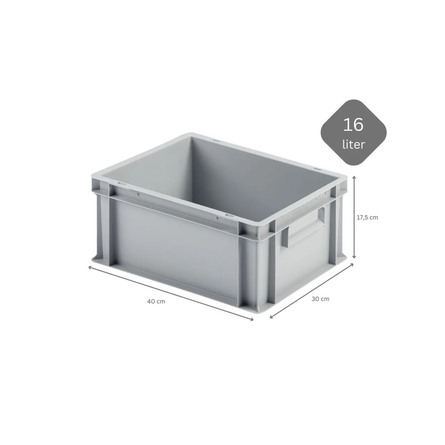 PROREGAL SuperSparSet 10 Euroboxen mit Scharnierdeckel und geschlossenem Griff, Grau, H x B x T: 17,5 x 30 x 40 cm - Bild 2