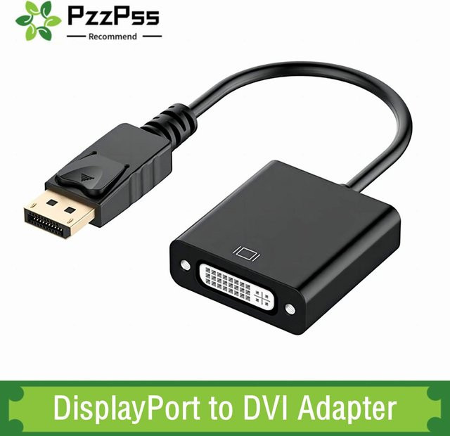 PzzPss DisplayPort zu DVI Adapter in Schwarz für PC, Laptop und Monitor, HD 1080p Konverter Stecker auf Buchse - Bild 1